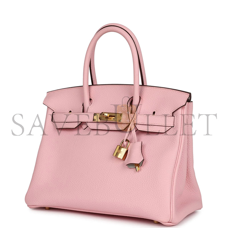 H**mes birkin 30 rose sakura verso clemence gold hardware (30*22*16cm)